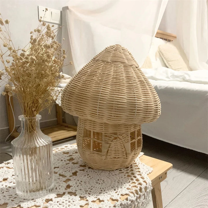 Lisslune | Handcrafted Rattan Mushroom House Ornament – Beautiful Woven Decoration for Home