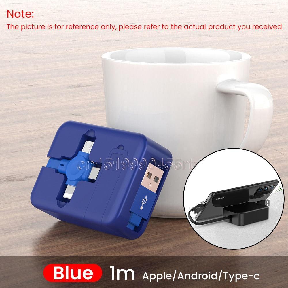 Lisslune | Multifunctional 4-in-1 retractable charging cable with integrated phone stand