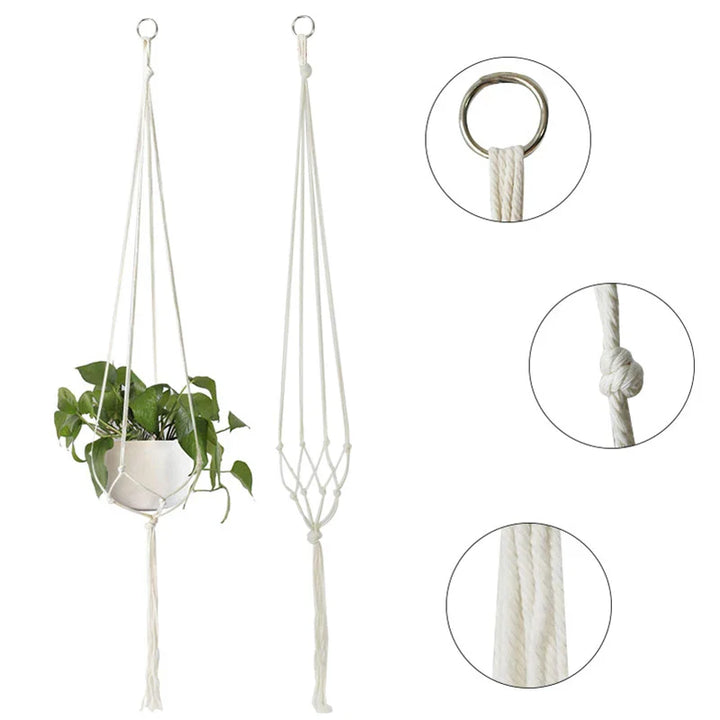 Rynx Macrame Handmade Plant Hanger Baskets Flower Pots Holders Balcony Hanging Decoration Knotted Lifting Rope Garden Supplies
