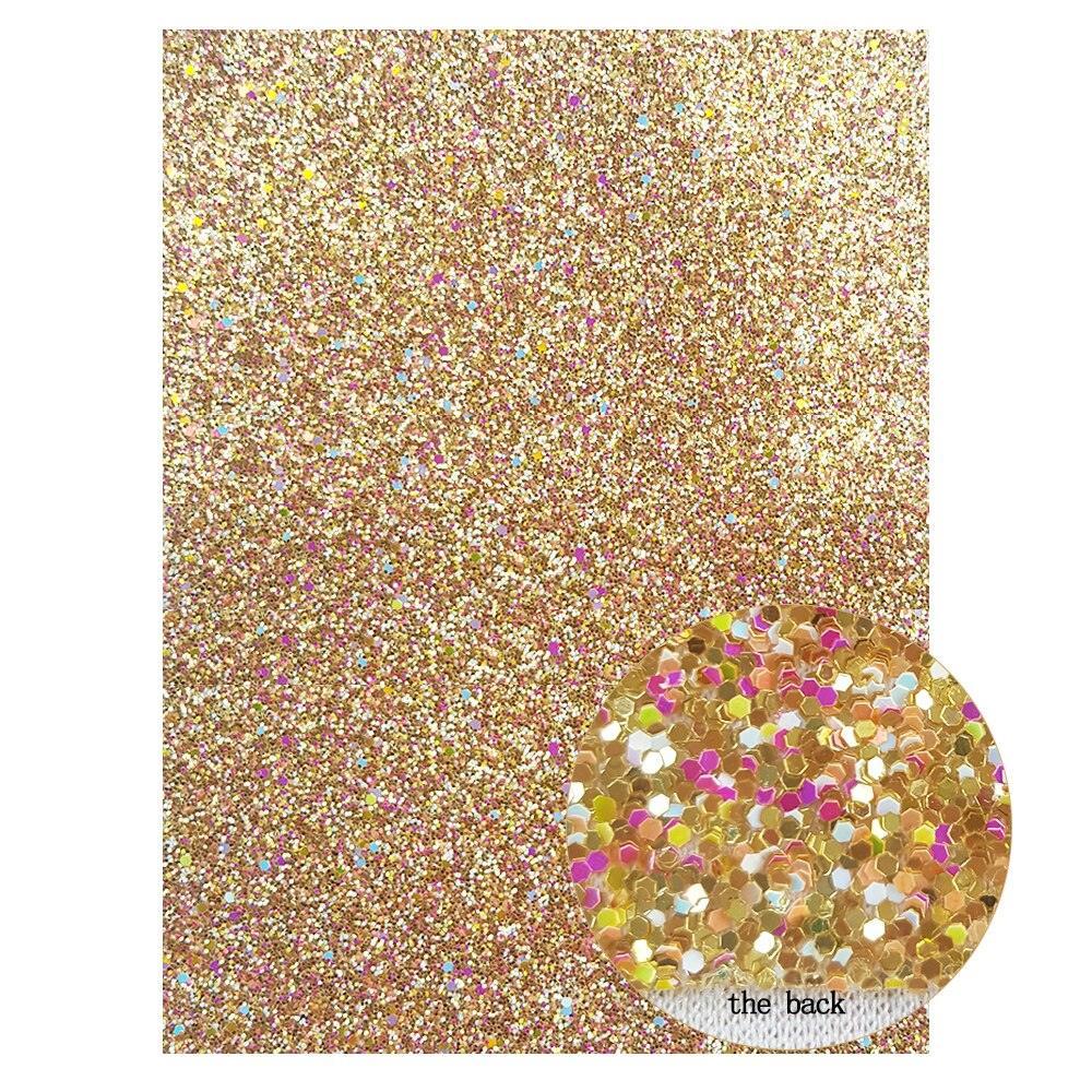 Lisslune | Glamorous Golden Purple Chunky Glitter Synthetic Leather Sheets for Creative DIY Projects