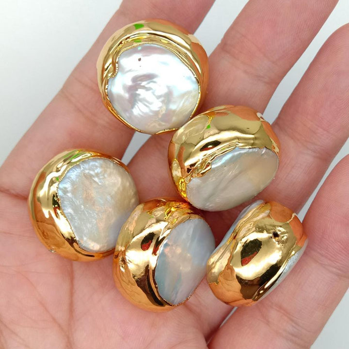 Lisslune | Exquisite gold rim white coin pearl set for stunning jewelry creations