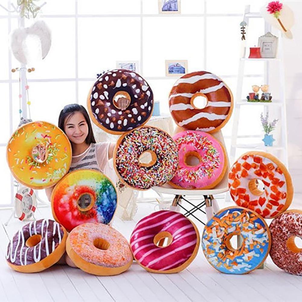 Lisslune | Delightful 12-piece 3D donut plush cushion collection for cozy comfort