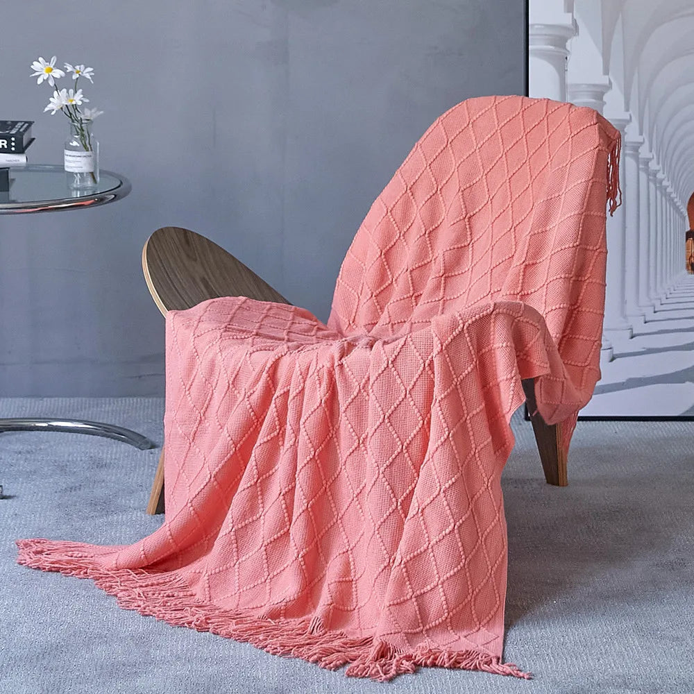 Lisslune | purple diamond knit blanket