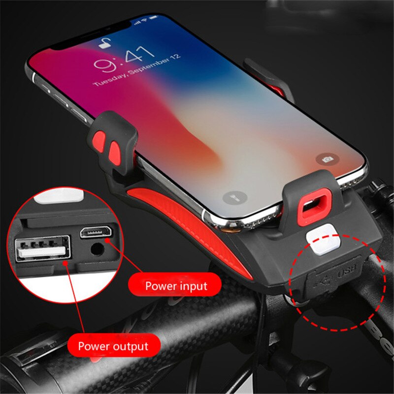 Lisslune | 4-in-1 Bike Gadget – Phone Holder, Power Bank, LED Lighting and Horn