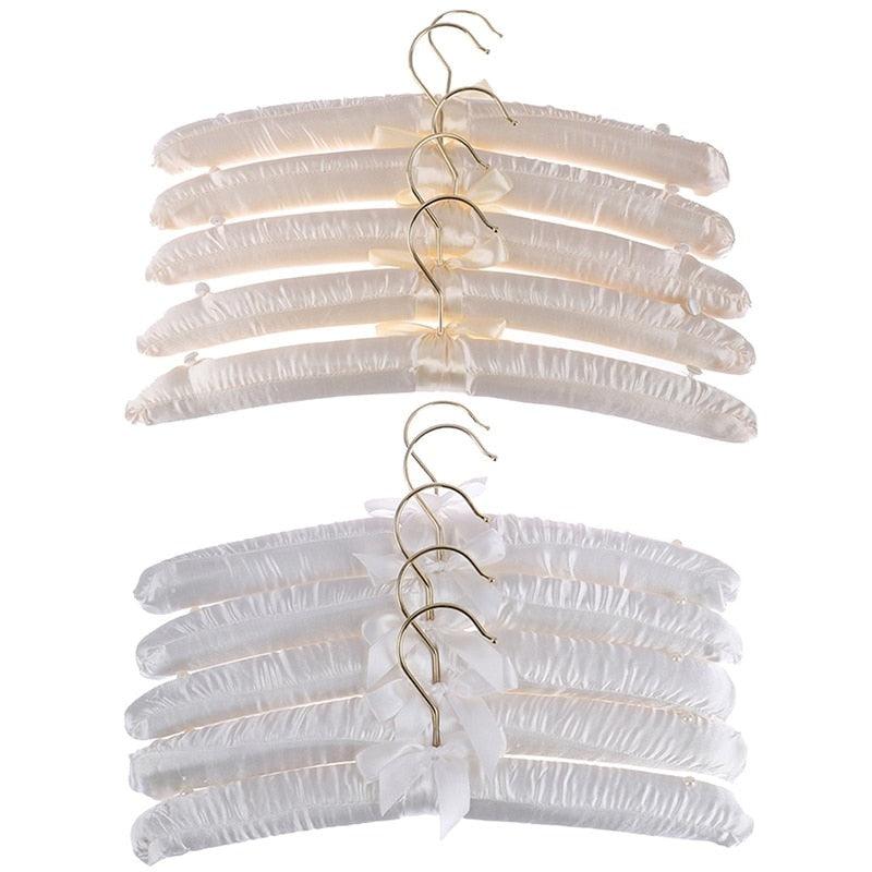 Lisslune | Chic Beige and White Satin Padded Hanger Collection - Elevate Your Wardrobe Aesthetics