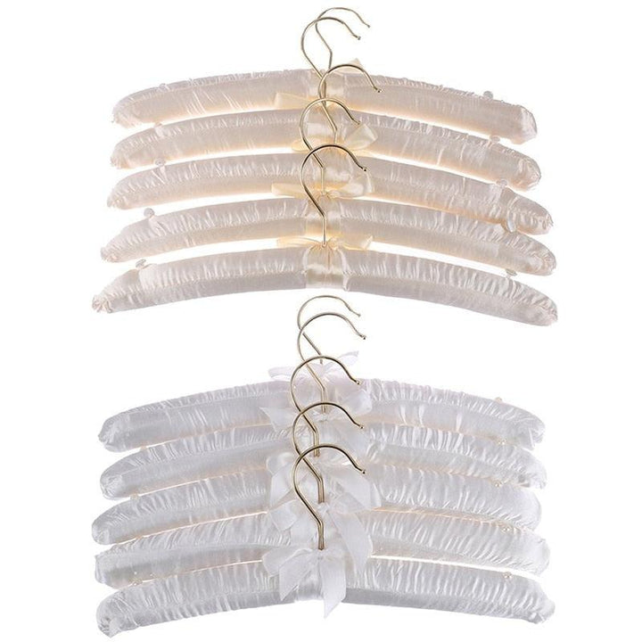 Lisslune | Chic Beige and White Satin Padded Hanger Collection - Elevate Your Wardrobe Aesthetics
