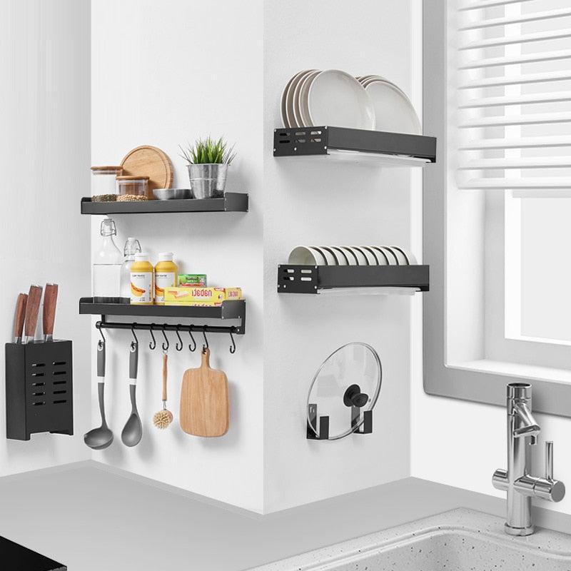 Lisslune | Elegant multifunctional aluminum storage rack with stylish hooks