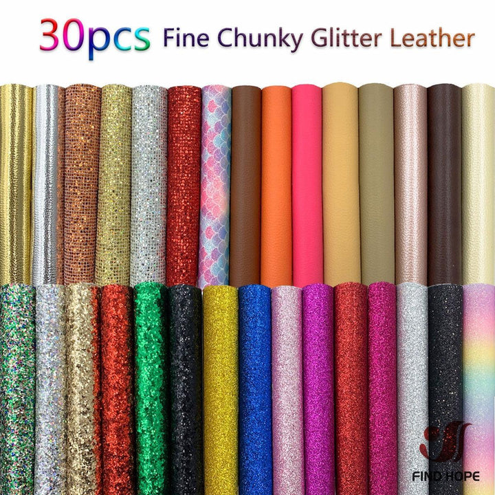 Lisslune | Glittery Kunstleer Fabric Sheet Collection - Ultimate Creative Supplies Bundle