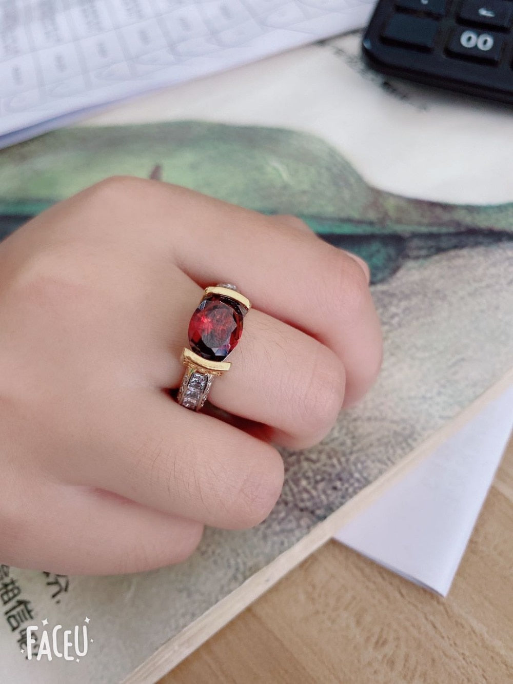 Lisslune | Fashion New Ring With Red Stones For Women Vintage Crystal Zircon Rings