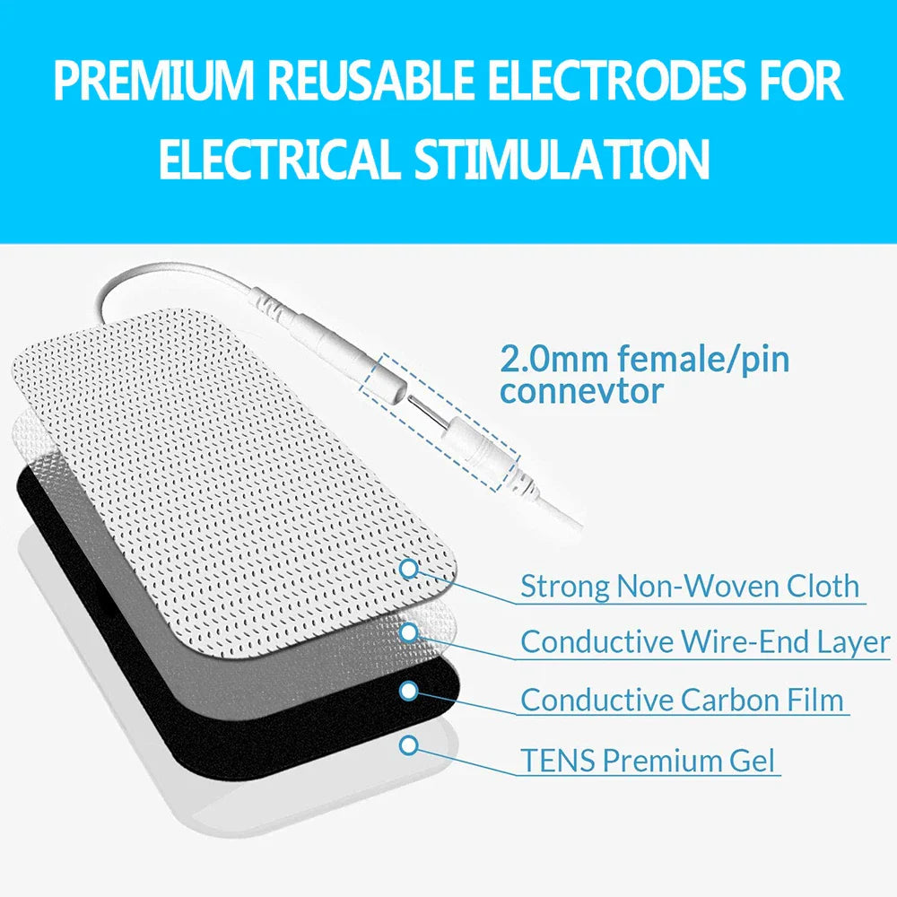 Lisslune | Therapeutic TENS Electrode Pads with Conductive Gel - Muscle Stimulator Massage Patches for Physiotherapy Relief & Pressure Pulse Therapy
