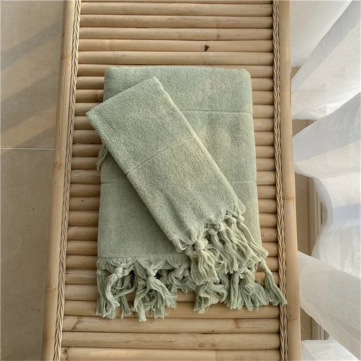 Rynx | Hand-knotted tassel made of pure cotton towel super absorbent household face bath towels bedspread women outdoor blanket