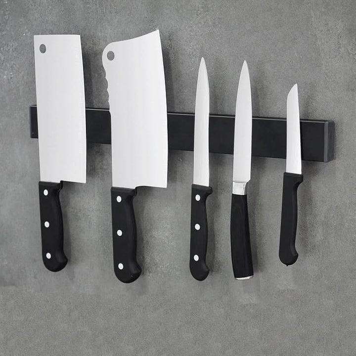 Lisslune | Magnetic Knife Holder – Wall-Mounted Black Steel Rack