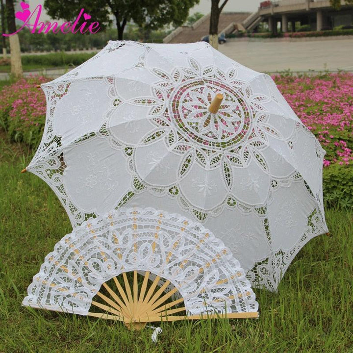 Lisslune | Victorian Elegance Bottle Umbrella and Fan Set: Handmade Timeless Beauty