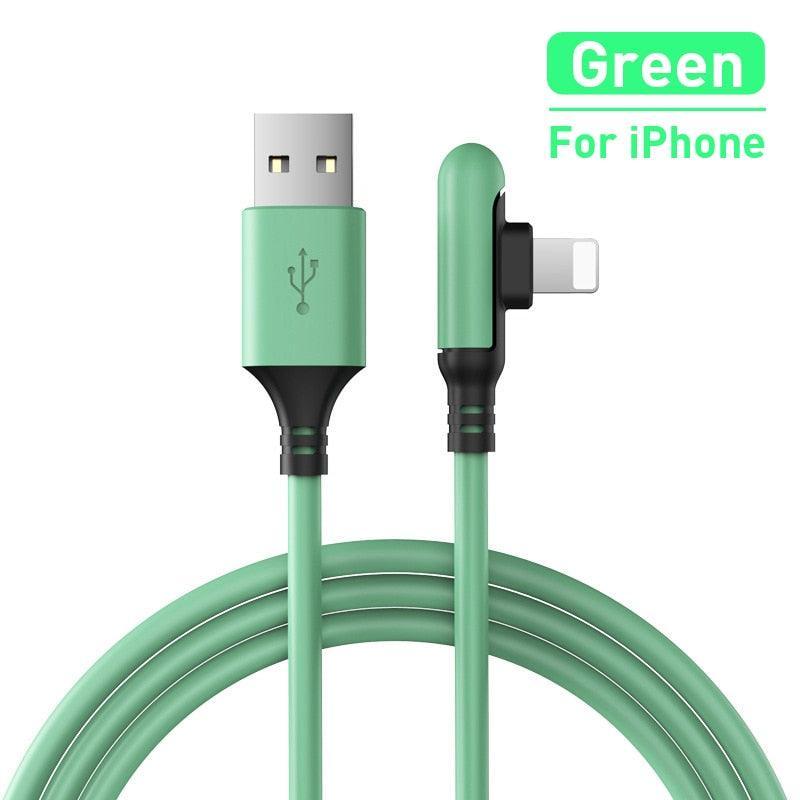 Lisslune | Ergonomic 90-Degree Liquid Silicone iPhone Fast Charge Cable - Available in multiple lengths