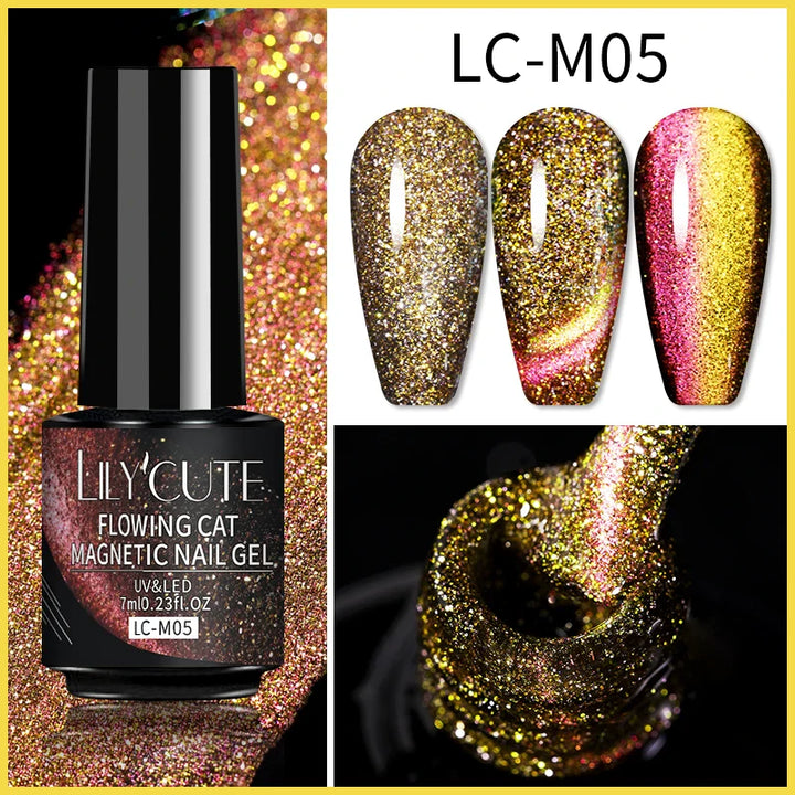 Rynx |7ML Snowlight Cat Magnetic Gel Nail Polish Grow-In-Dark Reflection Glitter Laser Semi-Permanent Soak Off UV Gel Nail Polish