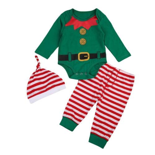 Lisslune | Christmas Elf 3-piece Set (Pants, Long Sleeve Bodysuit & Hat)