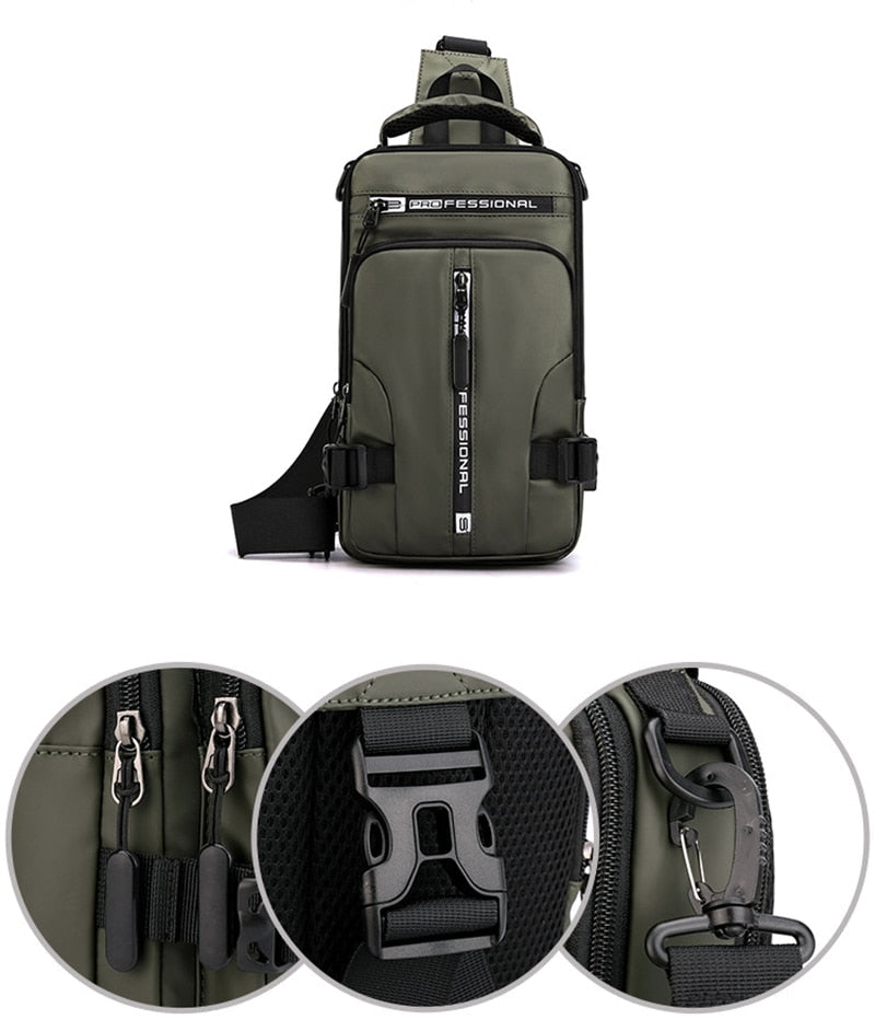Lisslune | Waterproof Oxford Crossbody Bag, Anti-Theft Sling Bag, USB Charging & Multi-Pocket Design