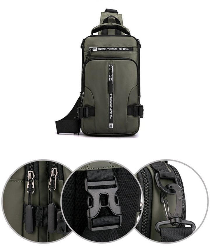 Lisslune | Waterproof Oxford Crossbody Bag, Anti-Theft Sling Bag, USB Charging & Multi-Pocket Design