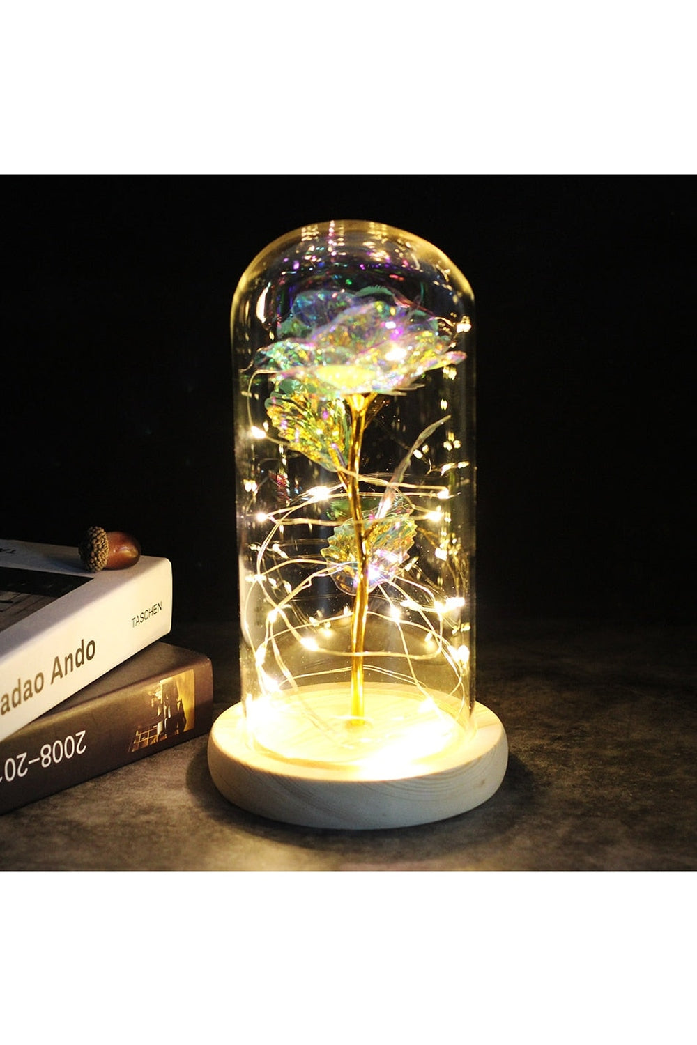 Lisslune | illuminated enchanted rose lamp