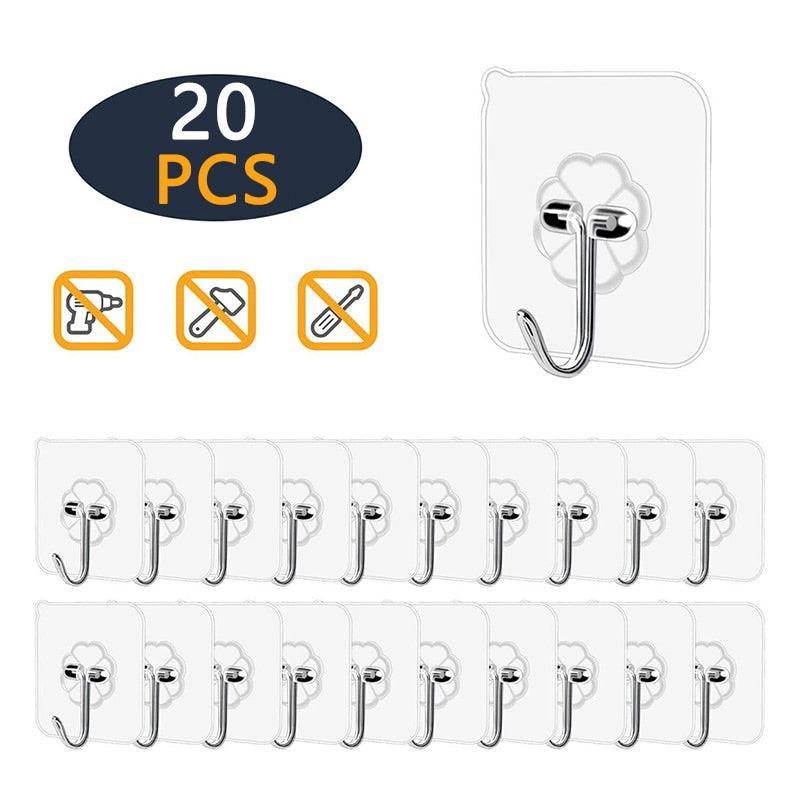 Lisslune | Heavy Duty Clear Adhesive Hook Set - The Ultimate Solution for Household Organization