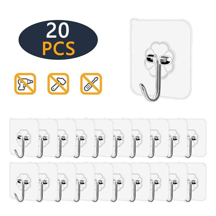 Lisslune | Heavy Duty Clear Adhesive Hook Set - The Ultimate Solution for Household Organization