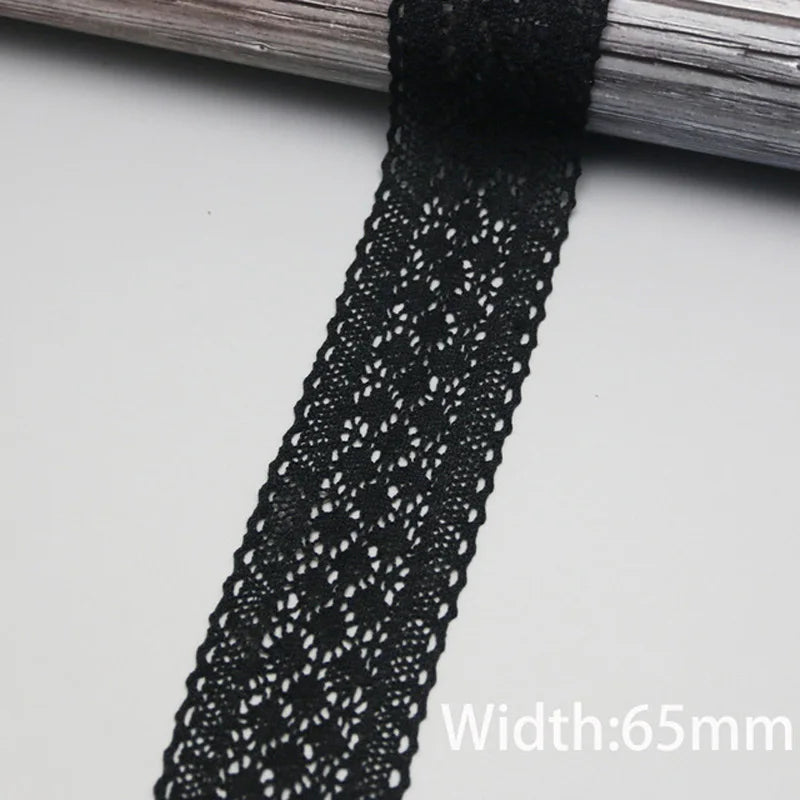Rynx | (5 meters/roll) black lace fabric cotton embroidery trim DIY sewing handmade craft ribbons materials
