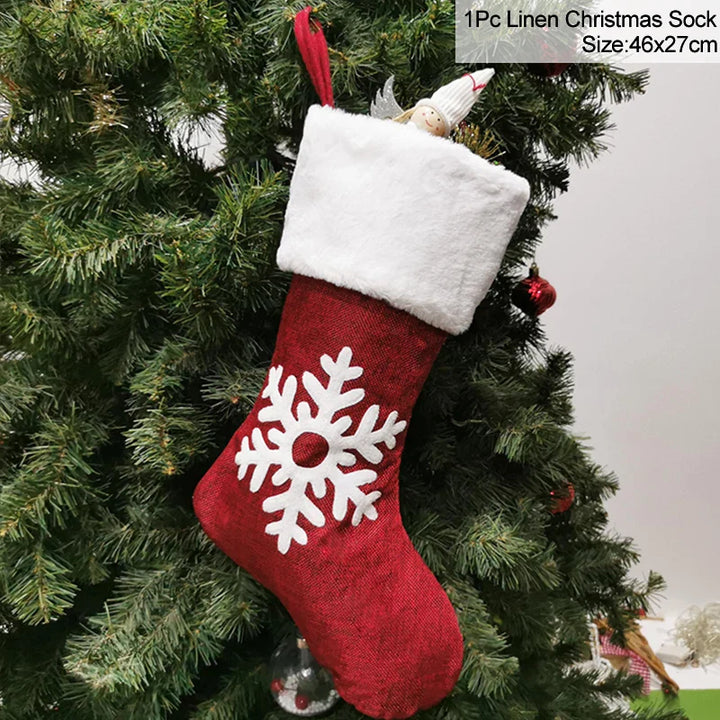Rynx Knitted Christmas Stocking Socks Bag New Year's Gift Candy Bag Christmas Decorations For Home Xmas Tree Hanging Decorations Natal
