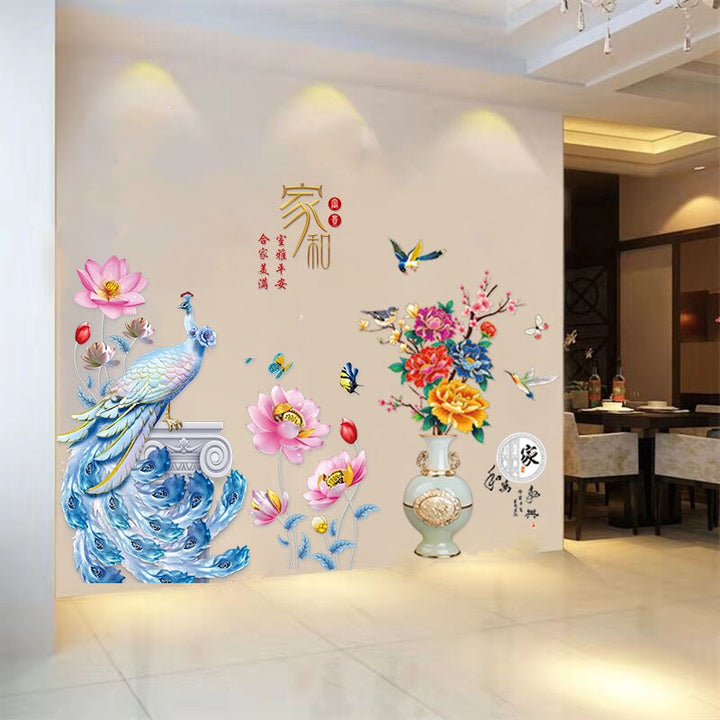 Lisslune | 3D Peacock Flower Style Wall Sticker