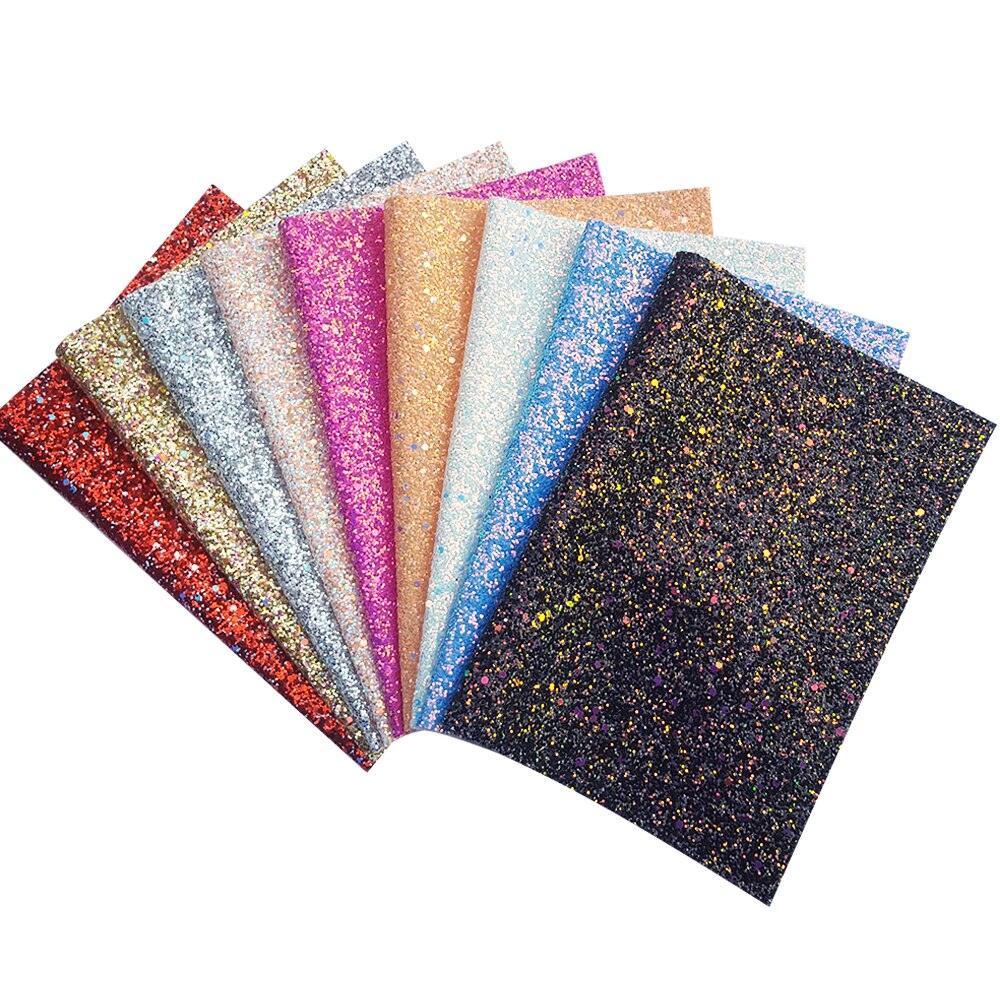 Lisslune | Glamorous Golden Purple Chunky Glitter Synthetic Leather Sheets for Creative DIY Projects