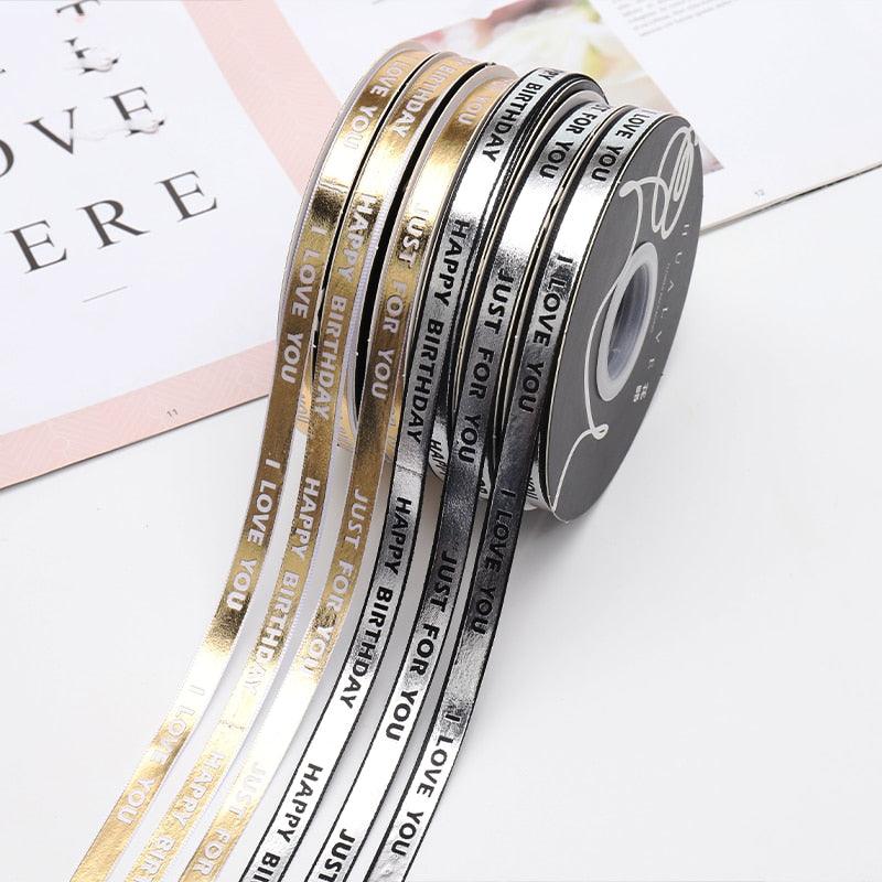 Lisslune | Luxurious Gold Bar Design Ribbon - 1 cm wide, 45 Yards for exquisite crafting and gift wrapping