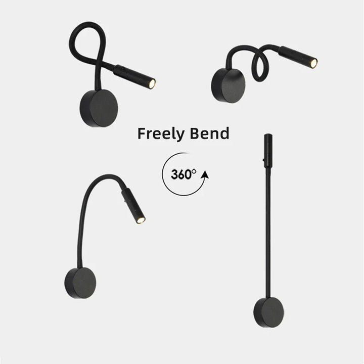 Lisslune | Modern Flexible LED Reading Wall Lamp with Switch for Bedroom and Study - 1W/3W