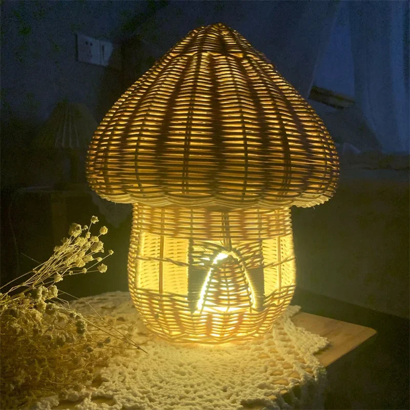 Lisslune | Handcrafted Rattan Mushroom House Ornament – Beautiful Woven Decoration for Home