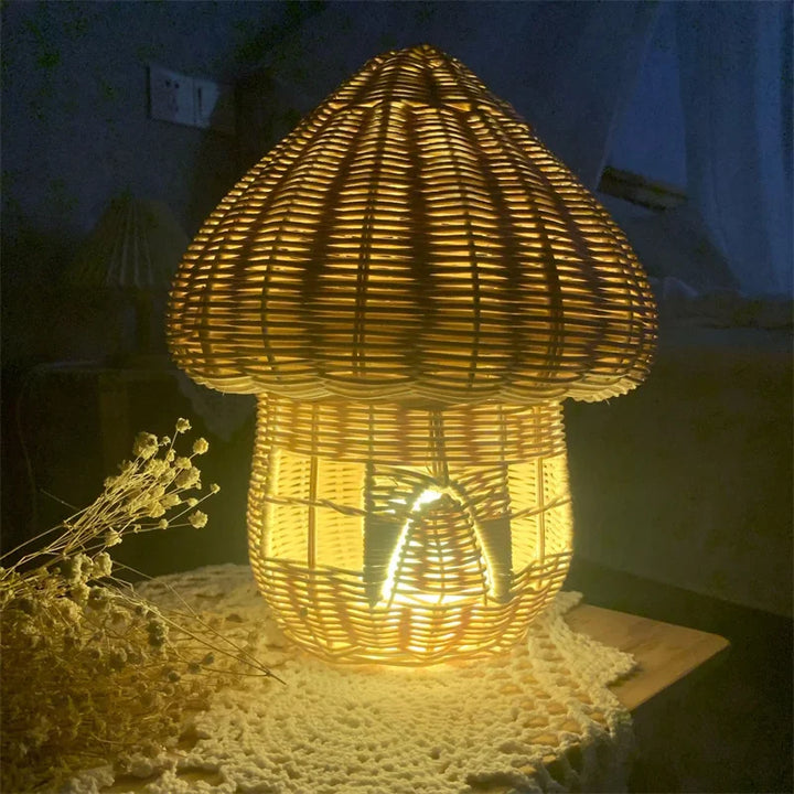 Lisslune | Handcrafted Rattan Mushroom House Ornament – Beautiful Woven Decoration for Home