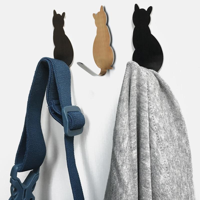 Lisslune | 2 self-adhesive cat wall hooks made of stainless steel