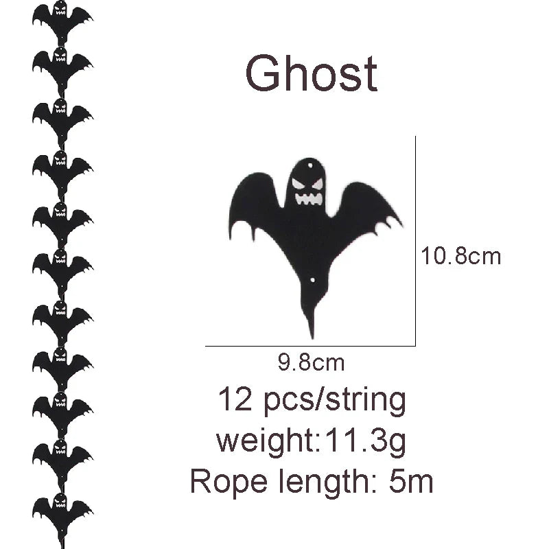 Rynx | 12 pieces/strand Halloween decoration felt wing bone ghost strand black hanging decoration creepy horror Halloween garland deco