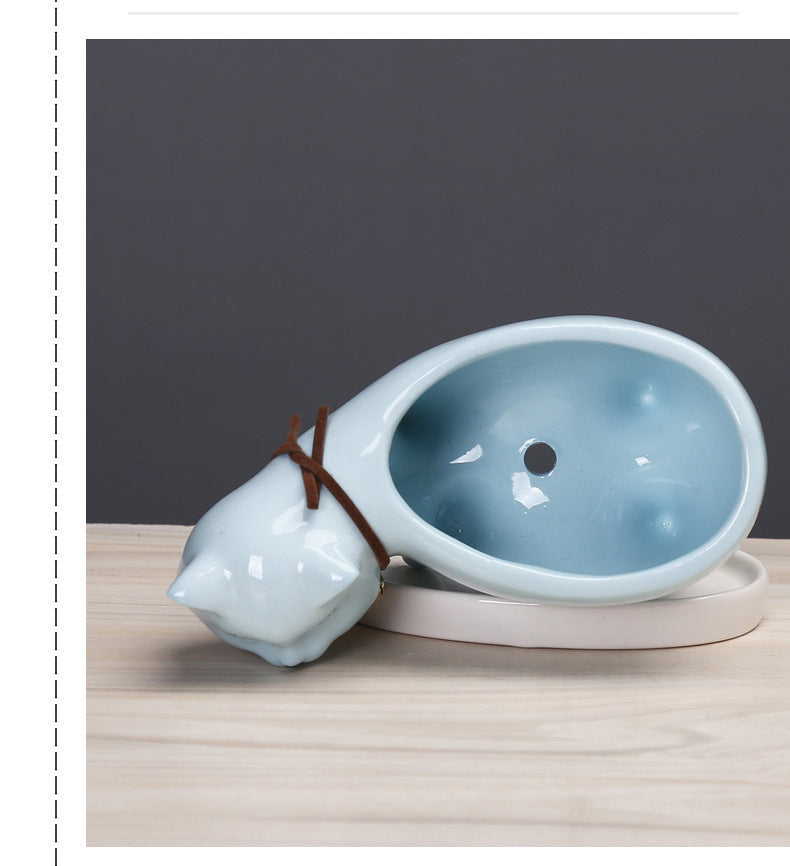 Lisslune | Rising Cat Ceramic Flower Pot
