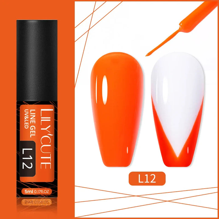 Rynx | 5ml Line Nail Art Polish Liner Pen Gel with Brush Varnish Semi Permanent Gel Nail Polish Wire Drawing Line Nail Art Tool