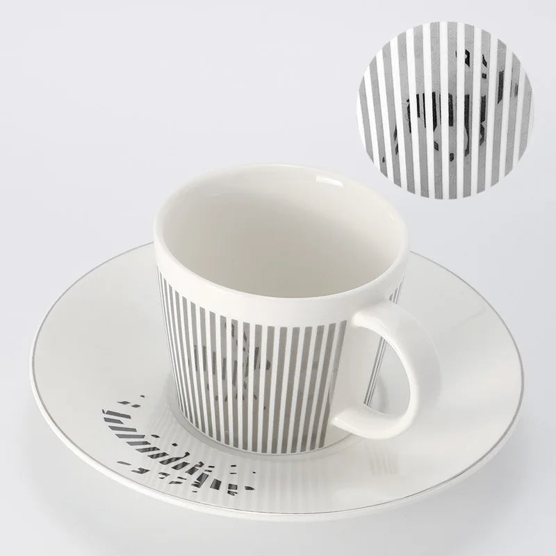 Lisslune | Creative dynamic SLR cup Leopard anamorphic zebra cup Luycho coffee tea cup set with coaster 90ml-225ml