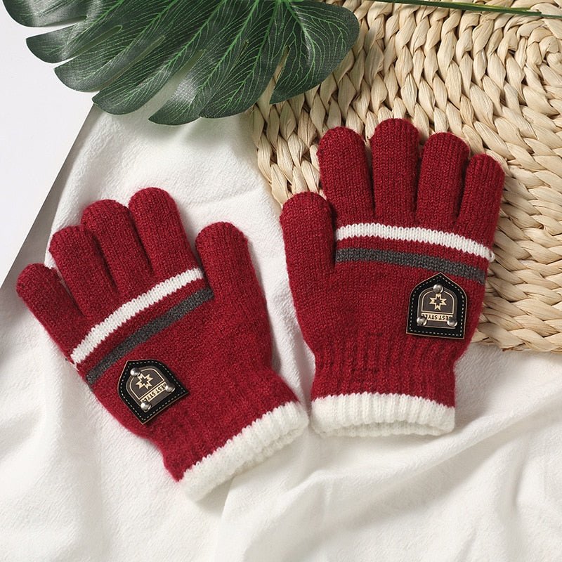 Lisslune | Thick children's wool gloves with full fingers (5-10 years)