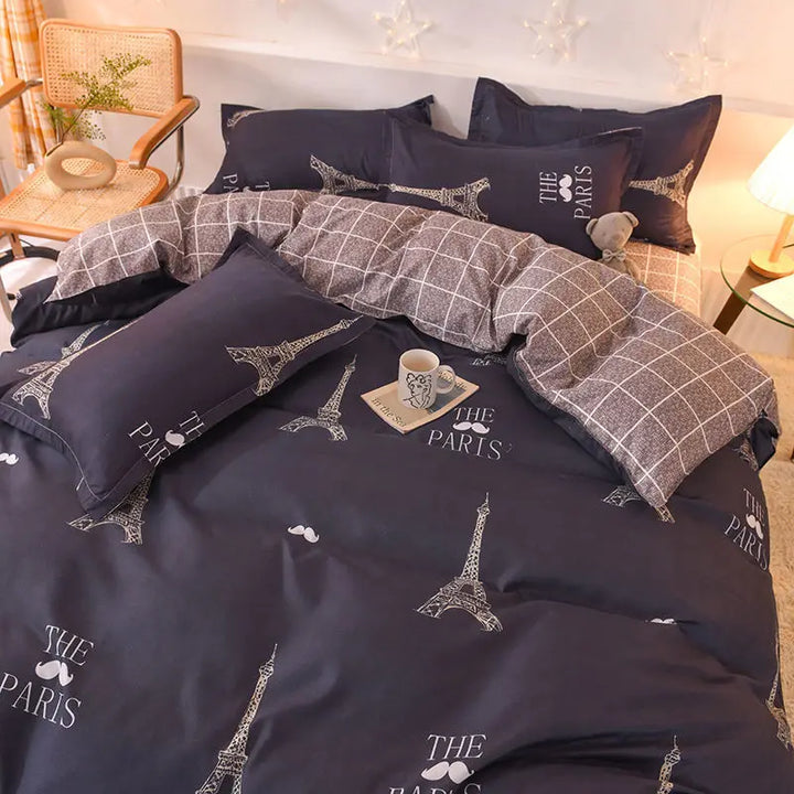 Rynx | Orange Bedding Set Girls Boys Bedding Sheet Plaid Duvet Cover No Filling 240x220 Single Double Queen King Bedding