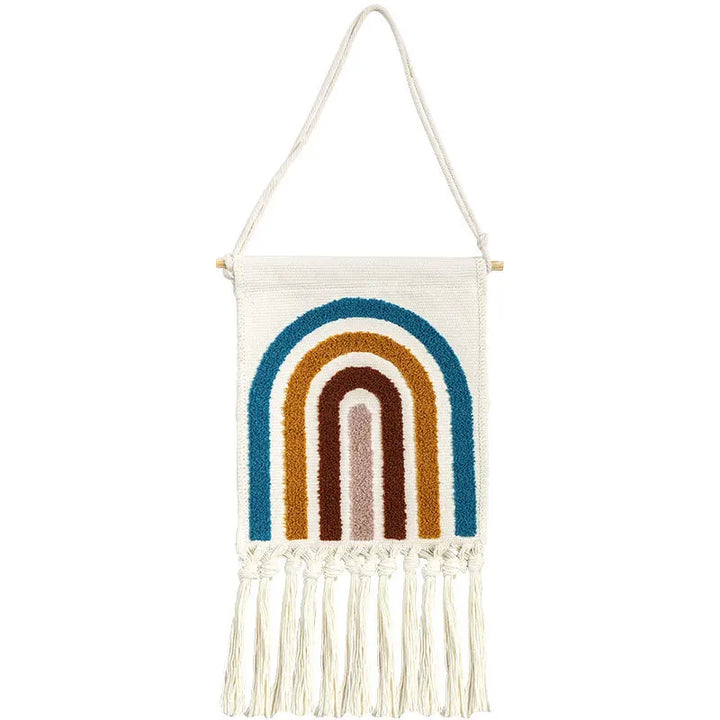 Rynx | Embroidery Wall Tapestry Tufting Geometric Rainbow Boho Fabric Hanging Blanket Nordic Living Room Decoration Accessories Wall Art Decor