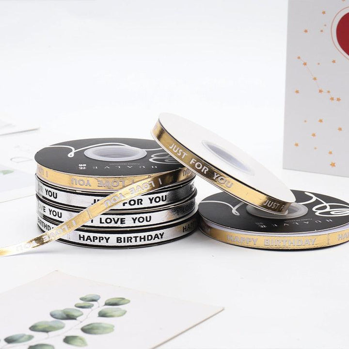 Lisslune | Luxurious Gold Bar Design Ribbon - 1 cm wide, 45 Yards for exquisite crafting and gift wrapping