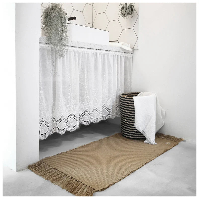 Rynx | Jute Rug Rug Macrame Table Runner Tablecloths Decoration Rug with Tassels Bathroom Mats Nordic Chic Room Decor