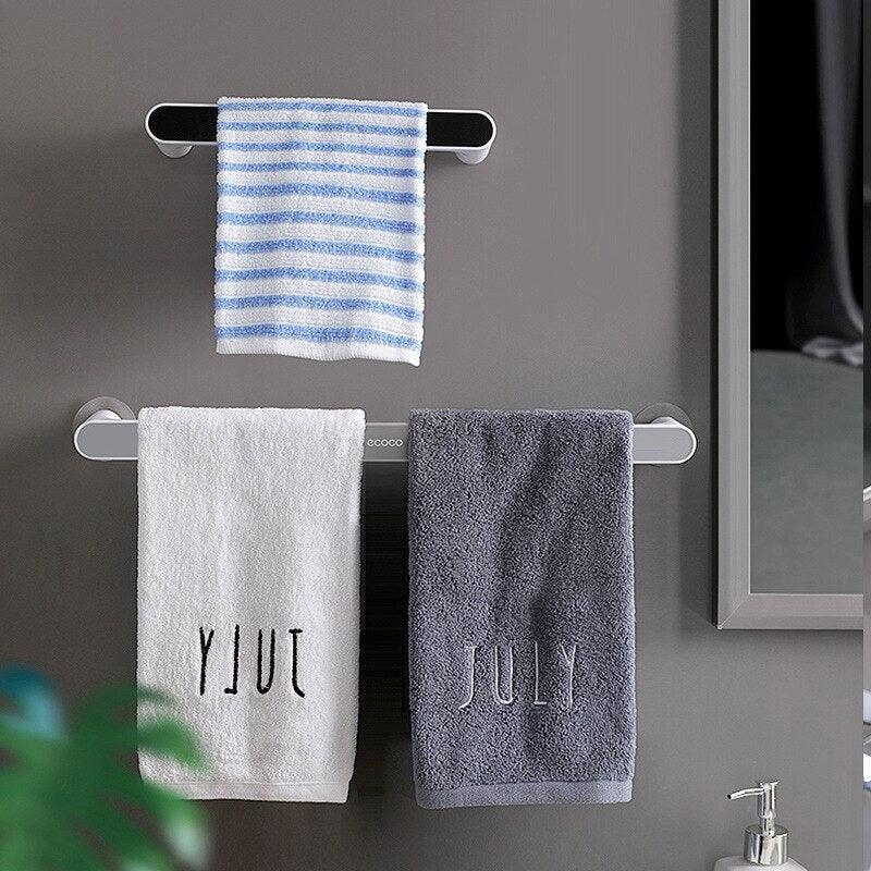 Lisslune | Modern gray and black self-adhesive towel holder with double hooks - 26.5*5.5cm