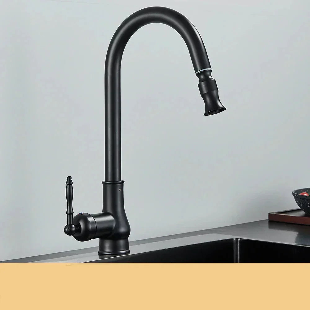 Lisslune | VintageTap Antique Brass Kitchen Tap – Retro Style Mixer Faucet with Swivel Spout