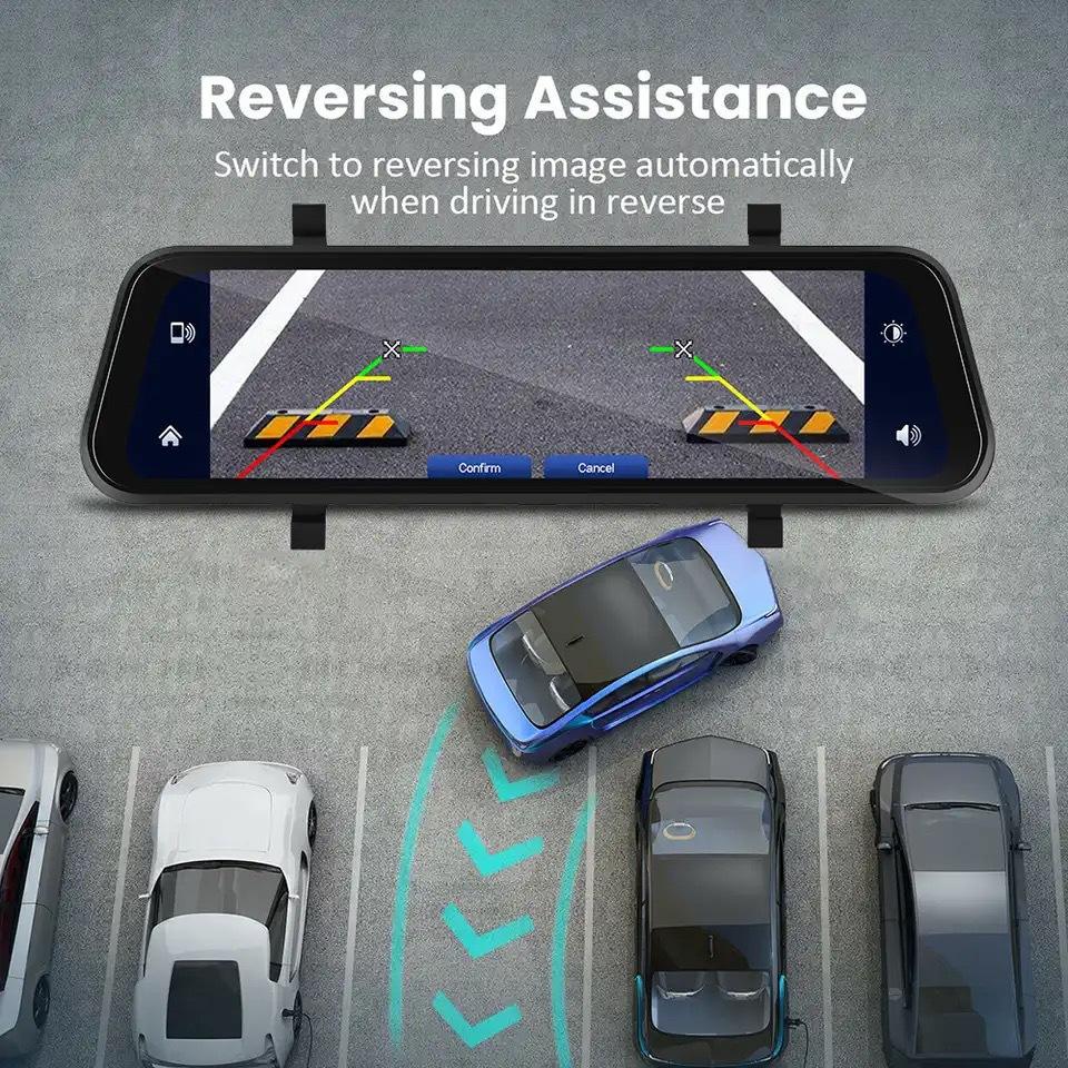 Lisslune | VisionMirror Pro – Ultra HD Mirror Dash Cam with Wireless CarPlay & Android Auto