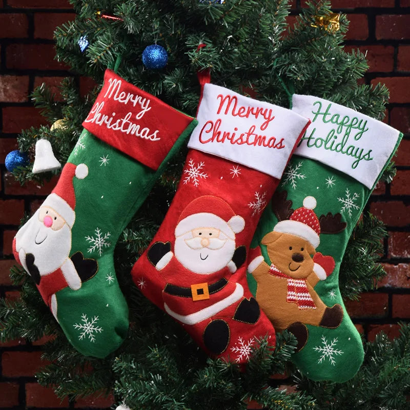 Rynx Knitted Christmas Stocking Socks Bag New Year's Gift Candy Bag Christmas Decorations For Home Xmas Tree Hanging Decorations Natal