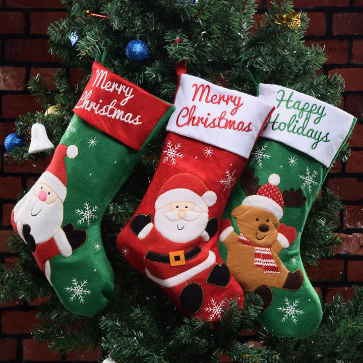 Rynx Knitted Christmas Stocking Socks Bag New Year's Gift Candy Bag Christmas Decorations For Home Xmas Tree Hanging Decorations Natal