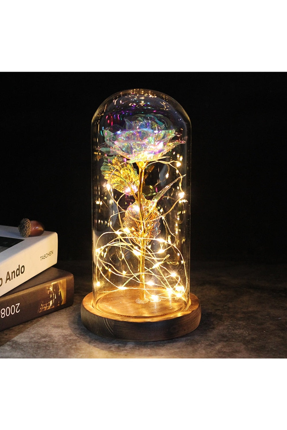 Lisslune | illuminated enchanted rose lamp