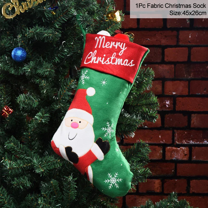 Rynx Knitted Christmas Stocking Socks Bag New Year's Gift Candy Bag Christmas Decorations For Home Xmas Tree Hanging Decorations Natal
